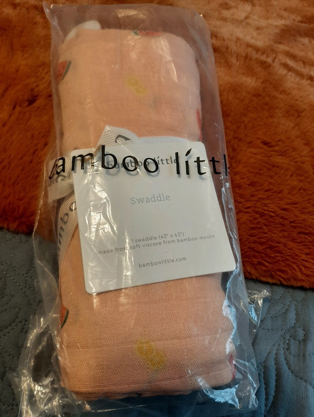 Bamboo Little Fruity Tropicap Watermelon  Muslin Swaddle, New In Package